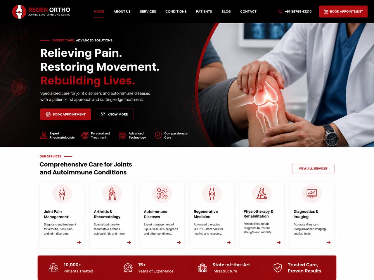 Orthopedics, Joints & Autoimmune Disease Clinic website design for Regen Ortho Clinic